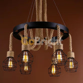 Pendul Rustic Eagle 6xE27 Reglabil Diametru 60cm