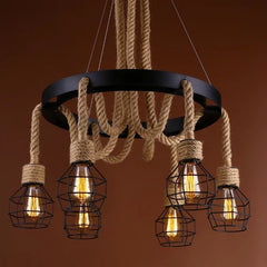 Pendul Rustic Eagle 6xE27 Reglabil Diametru 60cm