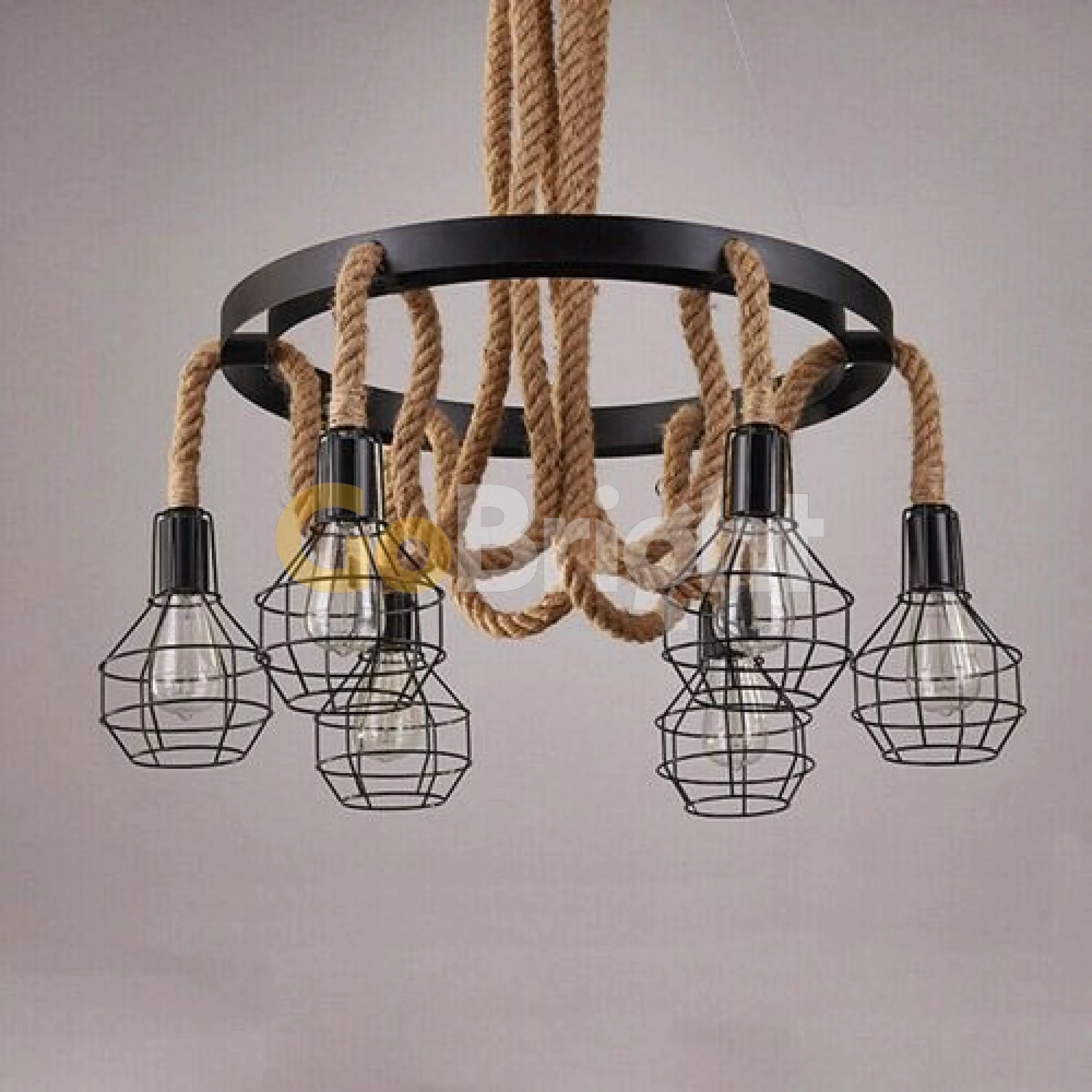 Pendul Rustic Eagle 6xE27 Reglabil Diametru 60cm