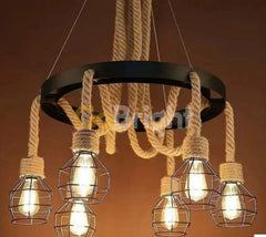 Pendul Rustic Premium 6xE27 Reglabil Diametru 60cm