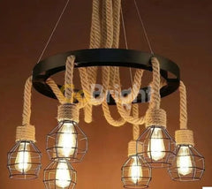 Pendul Rustic Premium 6xE27 Reglabil Diametru 60cm