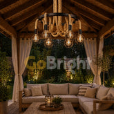 Pendul Rustic Premium 6xE27 Reglabil Diametru 60cm