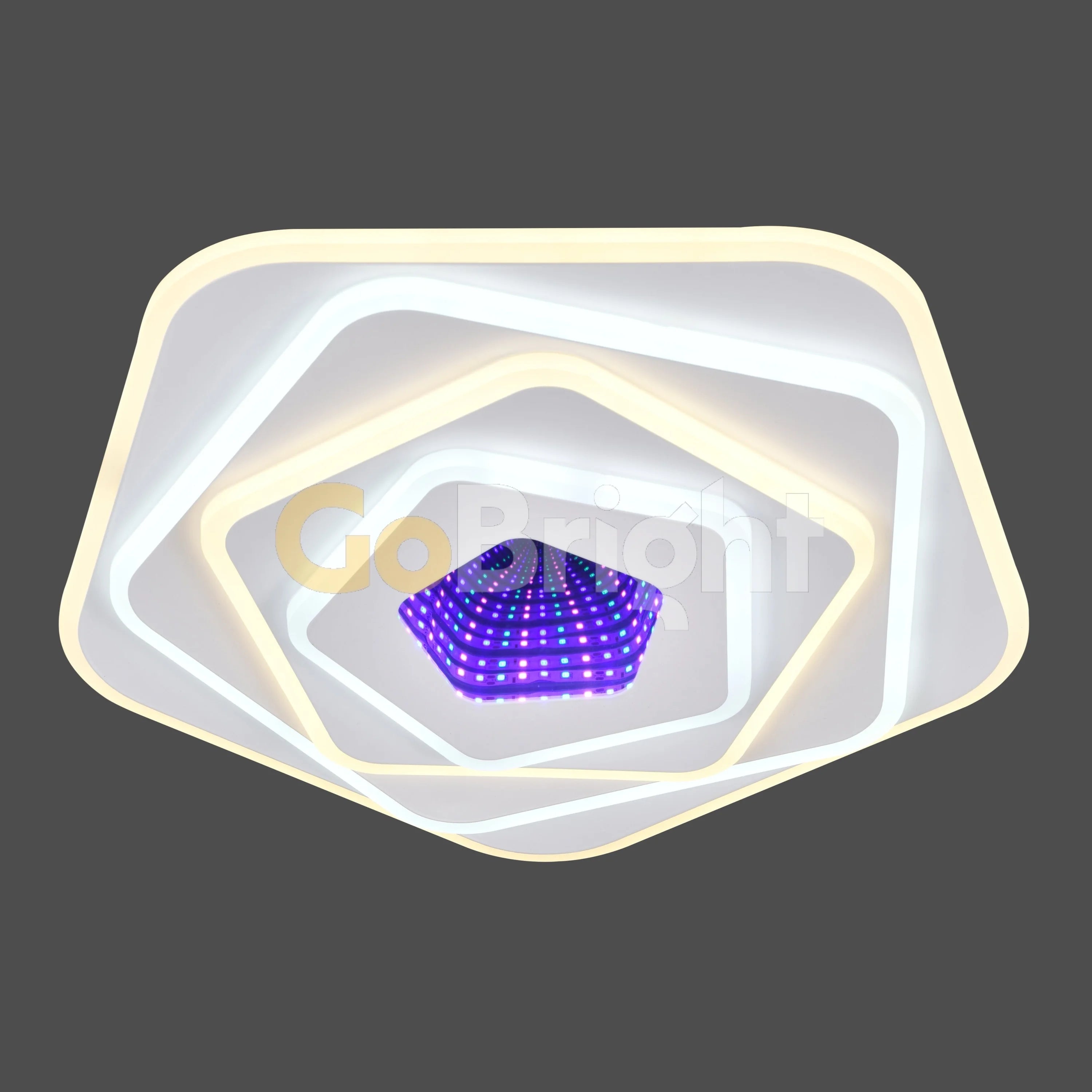 Plafoniera LED 50cm 3D 120W cu Telecomanda Raisa 3 Tipuri de Lumini + RGB Alb