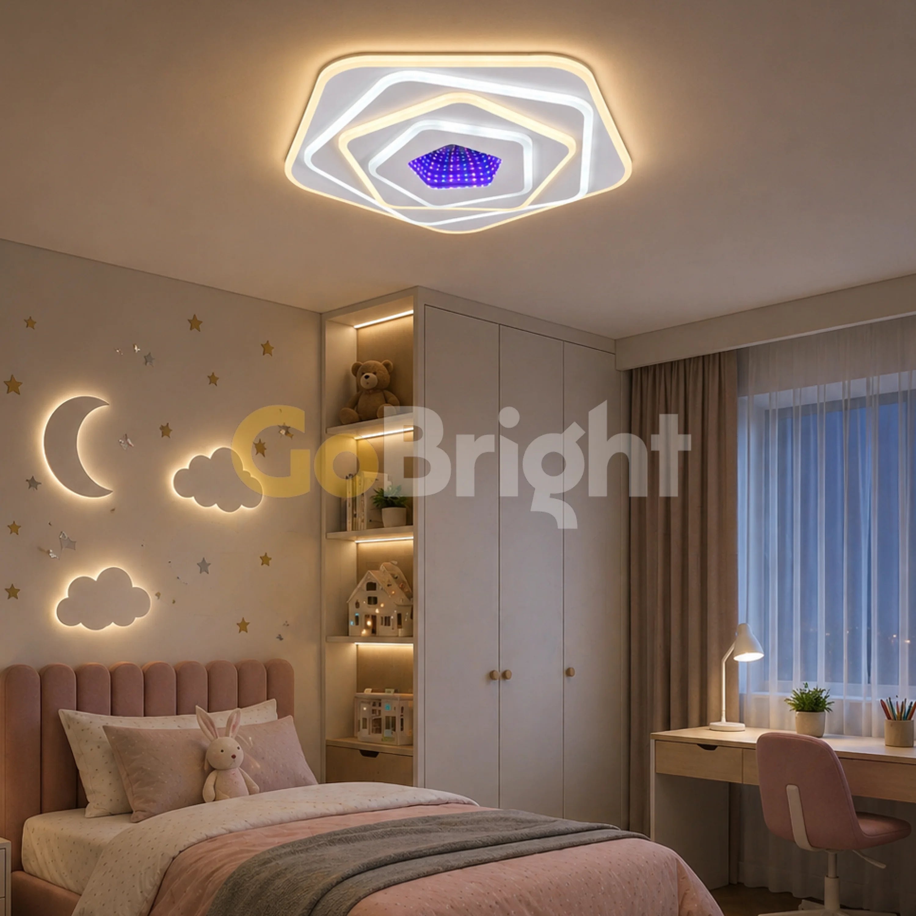 Plafoniera LED 50cm 3D 120W cu Telecomanda Raisa 3 Tipuri de Lumini + RGB Alb