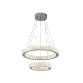 Pendul LED Diametru 50 + 30cm 100W Cristal cu Telecomanda Crystal 3 Tipuri de Lumini Crom