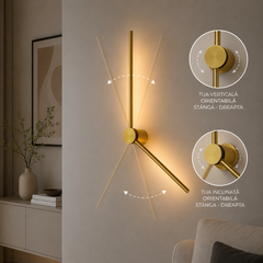 Aplica LED Reglabila 60+44cm 12W Urban 3 Tipuri de Lumini Auriu