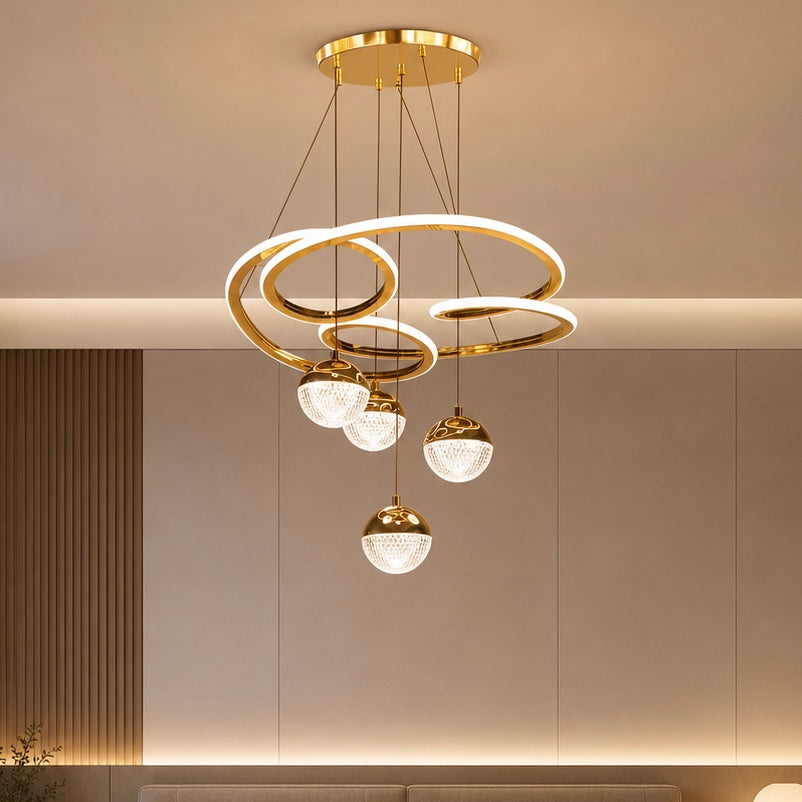 Pendul LED 50cm 120W Stace 3 Tipuri de Lumini Auriu
