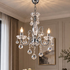 Candelabru Clasic Argintiu cu Cristale 3 Brate