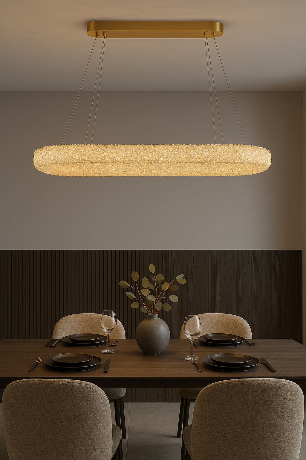 Pendul LED 90x30cm 75W cu Telecomanda Glow 3 Tipuri de Lumini Auriu