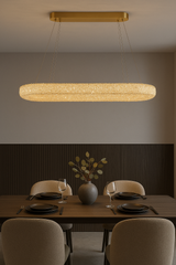 Pendul LED 90x30cm 75W cu Telecomanda Glow 3 Tipuri de Lumini Auriu