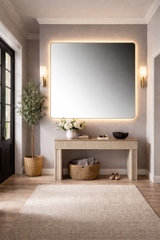 Oglinda LED Premium 80x80cm Rama Aurie Touch 3 Culori Luminoase