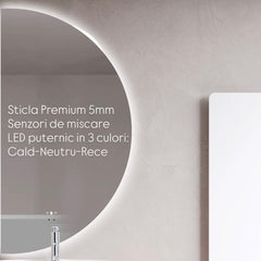 Oglinda LED Smart 50x100cm Senzor Miscare 3 Culori Luminoase – Sticla Premium 5 mm