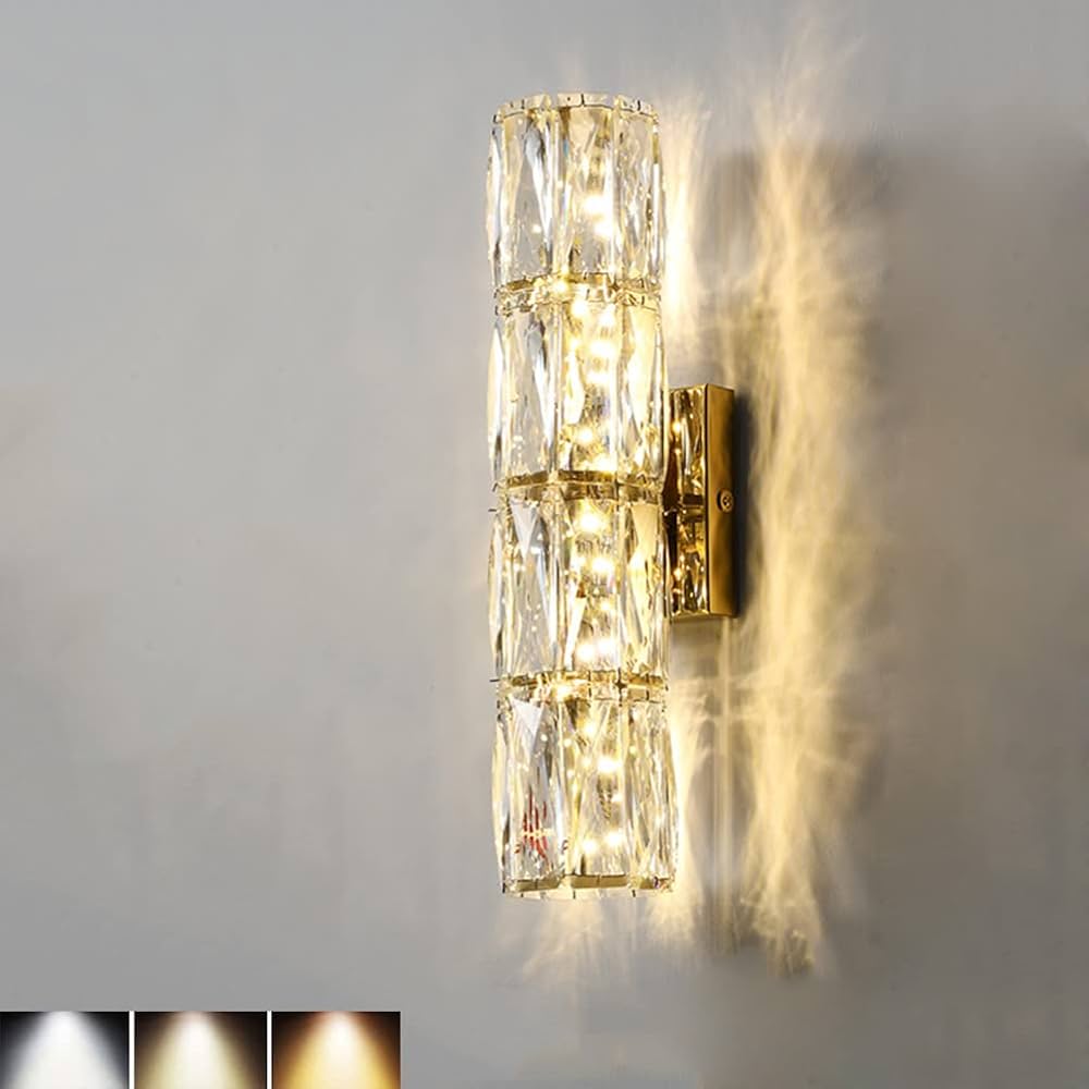 Aplica Crystal LED 40cm 3 Tipuri de Lumini 40W Auriu