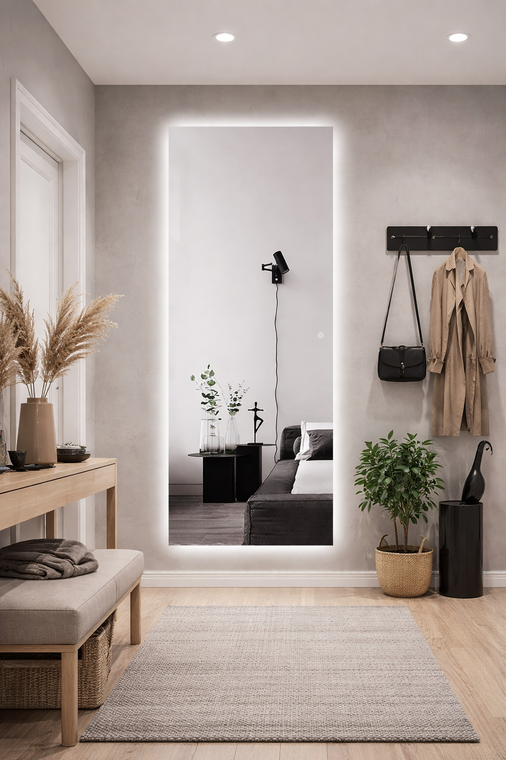 Oglinda LED Premium 70x180cm Touch 3 Culori Luminoase