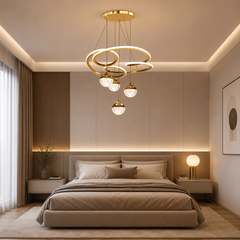 Pendul LED 50cm 120W Stace 3 Tipuri de Lumini Auriu