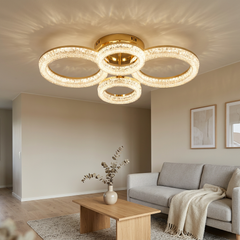 Lustra LED Scarlet 120W cu Telecomanda 3 Tipuri de Lumini Auriu