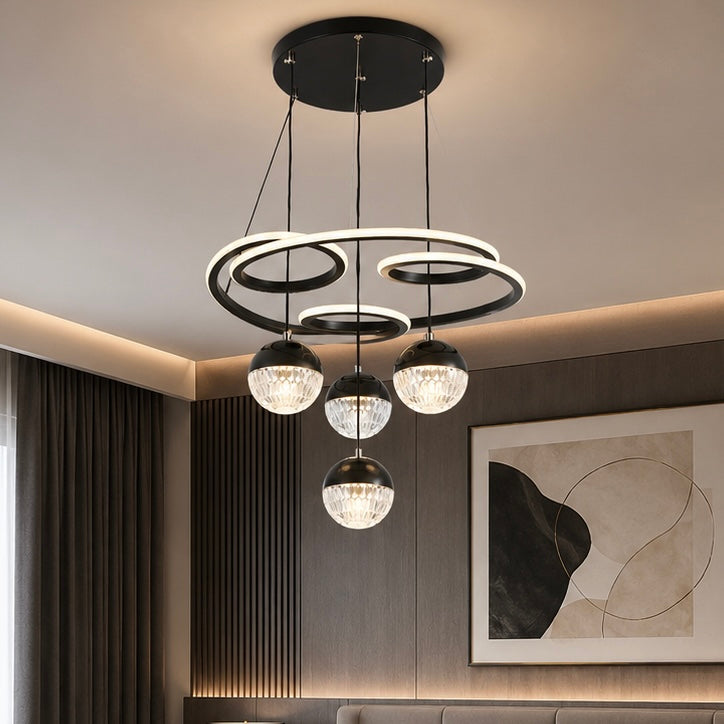 Pendul LED 50cm 120W Stace 3 Tipuri de Lumini Negru