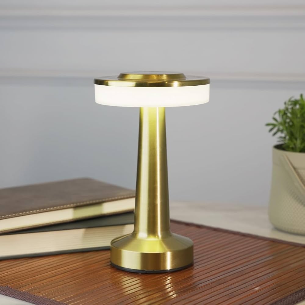 Veioza Touch LED Sinth 3 Tipuri de Lumini 20cm 10W Auriu