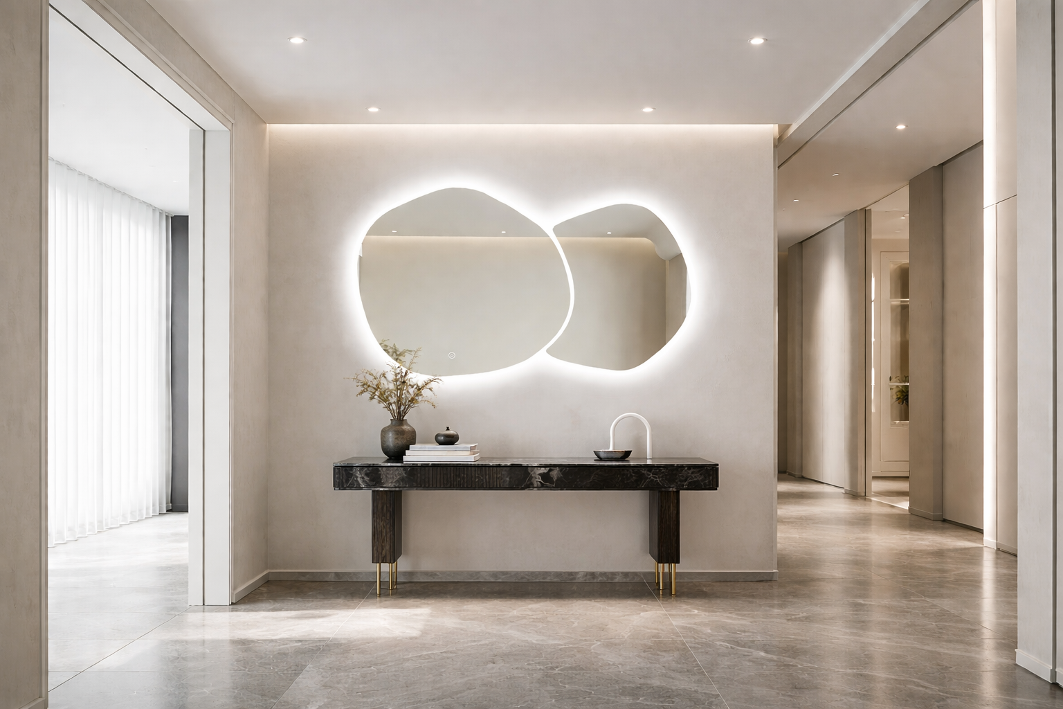 Oglinda LED Premium 140x80cm Touch 3 Culori Luminoase – Sticla Premium 5 mm