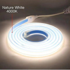 Banda LED COB 220V IP65 Lumina Neutra 8W/m, 100m/rola, Alimentator Inclus