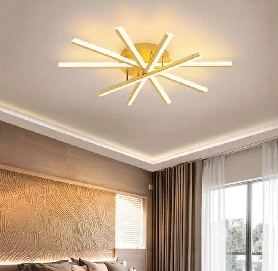 Lustra LED 95W cu Telecomanda Zang 3 Tipuri de Lumini Auriu