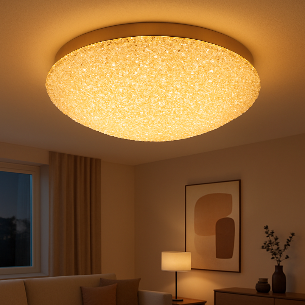 Lustra LED Glow 50cm cu Telecomanda 3 Tipuri de Lumini 64W Auriu