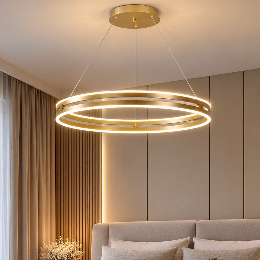Lustra LED Cerc Auriu cu Telecomanda si 3 Lumini