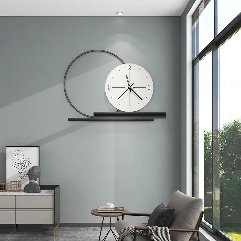 Aplica LED cu Ceas Viena 50cm Negru + Alb