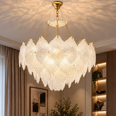 Candelabru Auriu cu Petale Albe Diametru 80cm