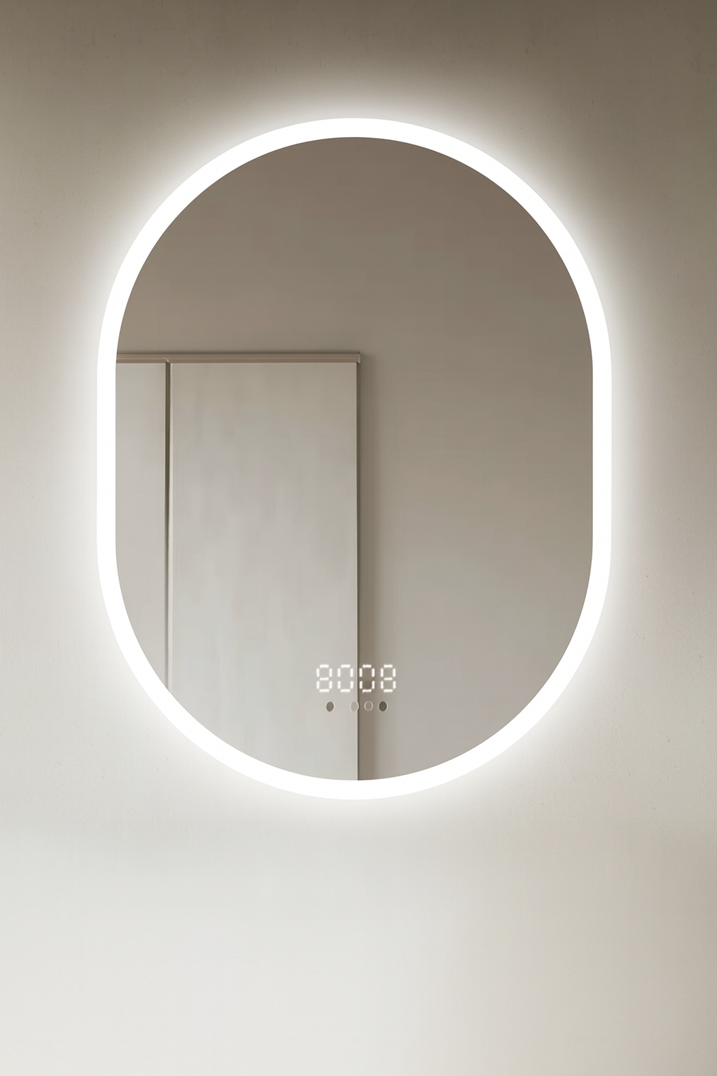 Oglinda LED Smart 70x90cm Senzor Miscare Dezaburire 3 Culori Luminoase Afisaj Ceas & Temperatura – Sticla Premium 5 mm