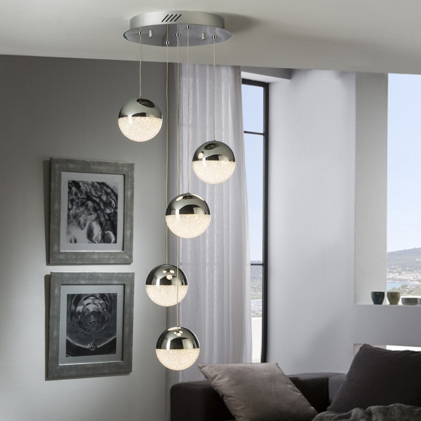 Pendul LED Diametru 30cm 120W cu Telecomanda Crystal 3 Tipuri de Lumini Argintiu
