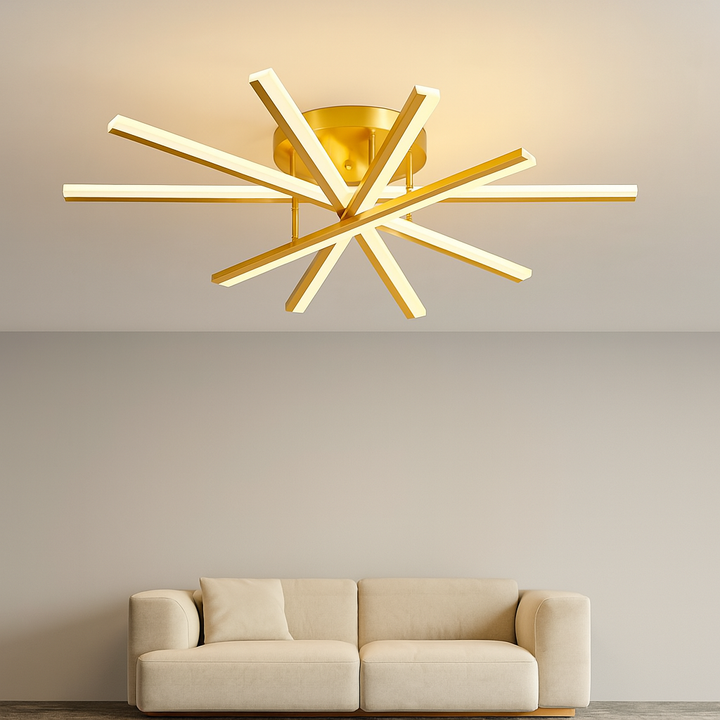 Lustra LED 95W cu Telecomanda Zang 3 Tipuri de Lumini Auriu