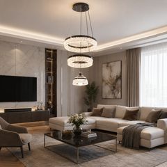 Pendul LED 32cm 43W Stace 3 Tipuri de Lumini Negru