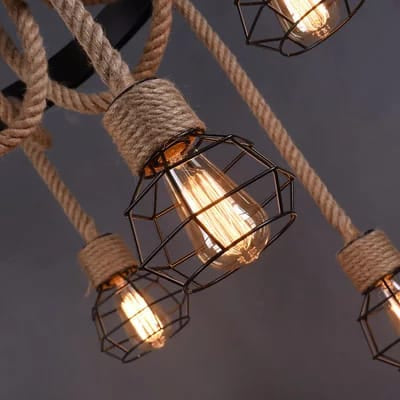 Pendul Rustic Premium 6xE27 Reglabil Diametru 60cm