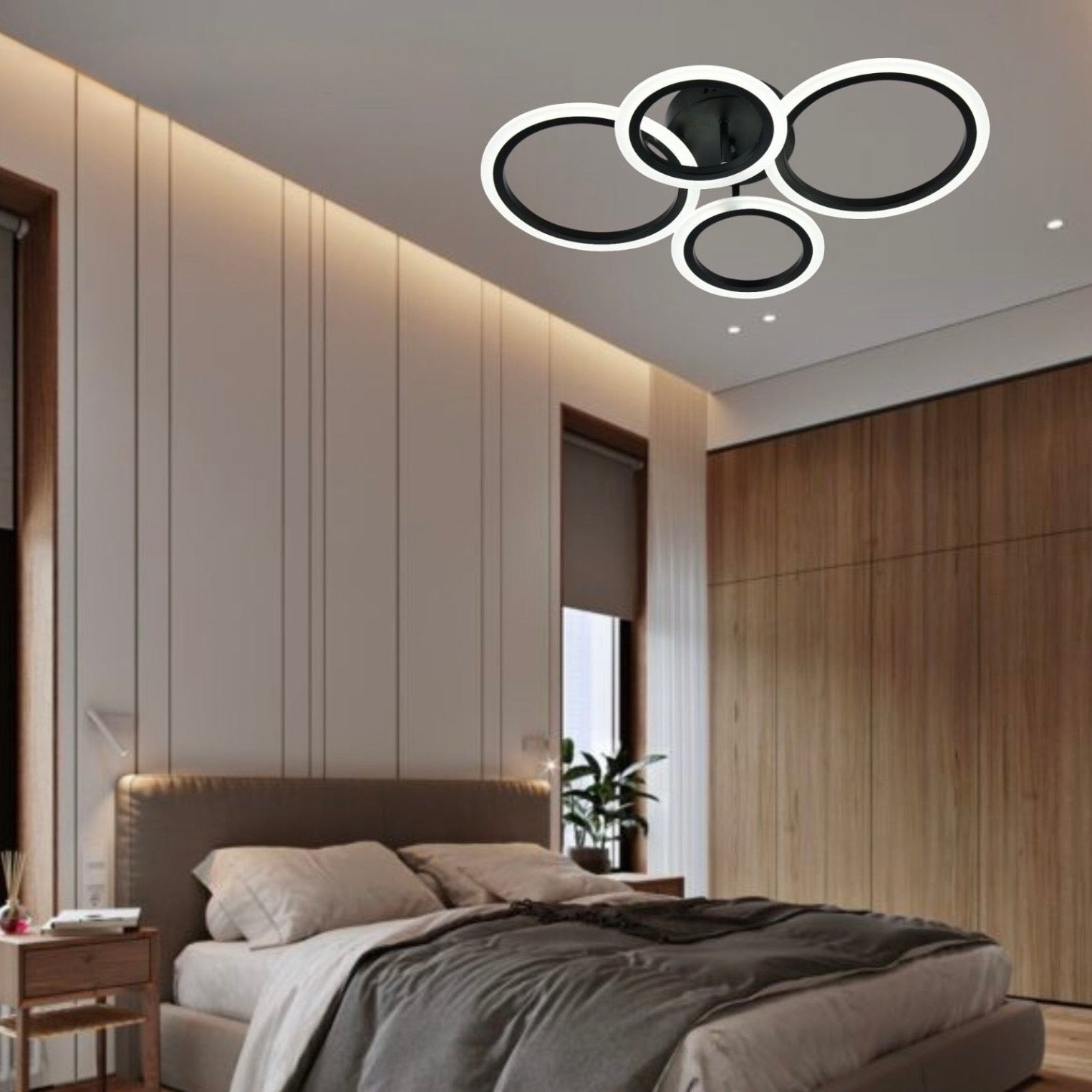 Lustra LED cu Telecomanda Odele 3 Tipuri de Lumini 108W Negru