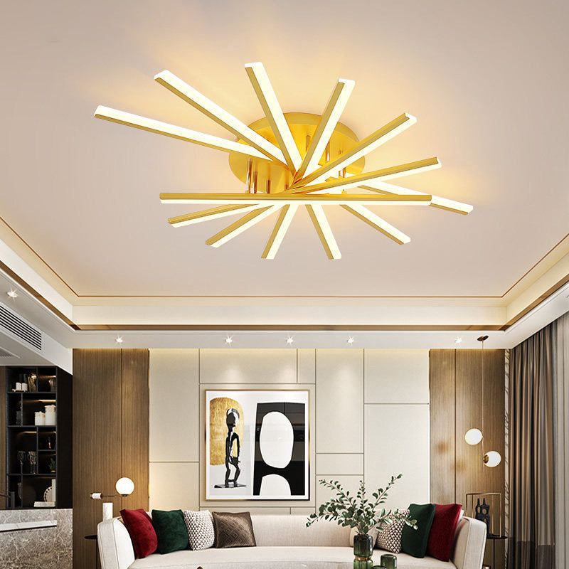 Lustra LED 125W cu Telecomanda Zang 3 Tipuri de Lumini Auriu