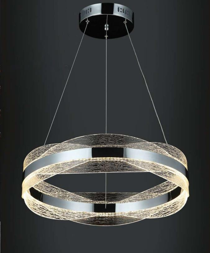 Pendul LED Kris 40cm 100W cu Telecomanda 3 Tipuri de Lumini Argintiu