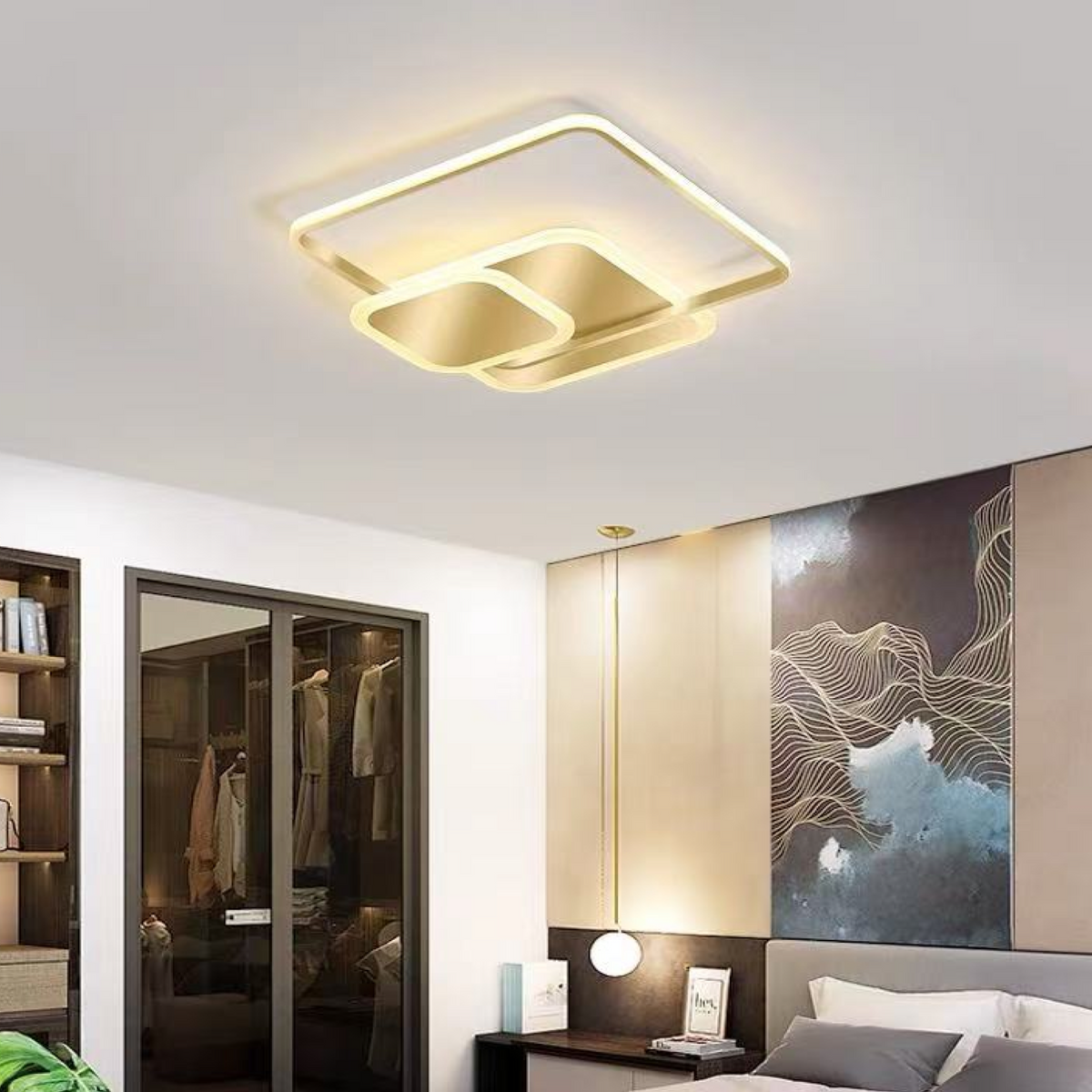 Lustra LED cu Telecomanda Kara 3 Tipuri de Lumini 80W Auriu