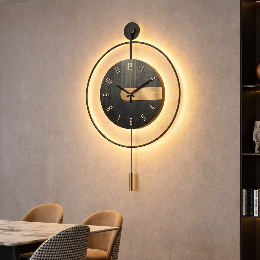 Aplica LED cu Ceas Viena 50cm Negru