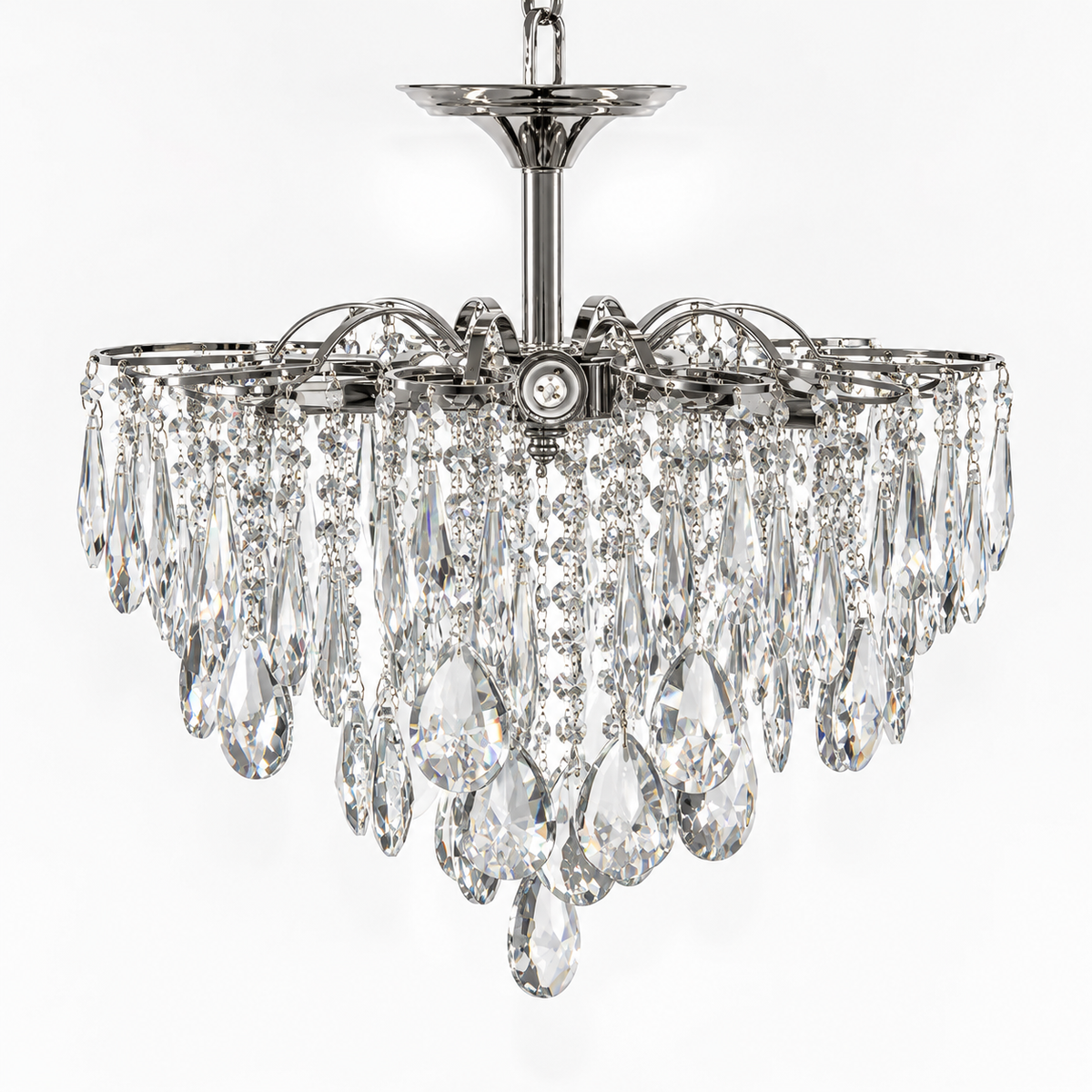 Candelabru Clasic Argintiu Cristale 45cm