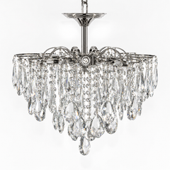 Candelabru Clasic Argintiu Cristale 45cm