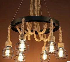 Pendul Rustic Premium 6xE27 Reglabil Diametru 60cm