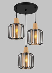 Pendul Rustic 30cm 3xE27 Metal+Lemn