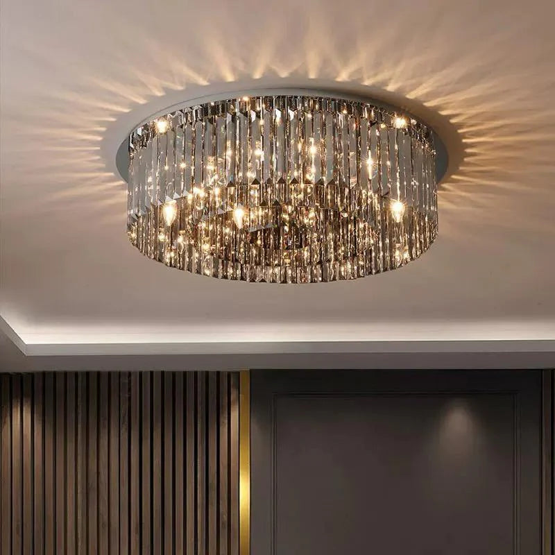 Candelabru Abyss negru cu 10 becuri E14 și diametru de 60 cm