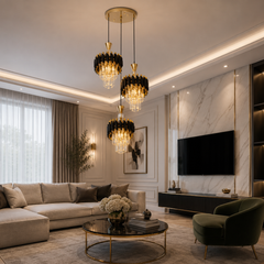 Candelabru Kimberly 3 Pendule Negru+Auriu