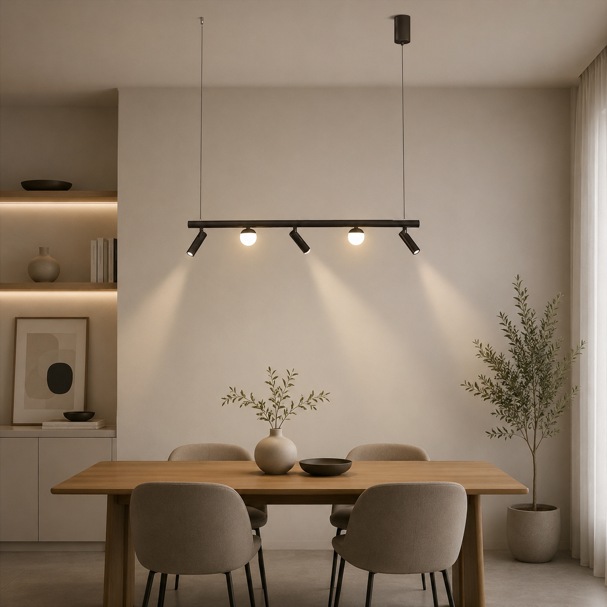 Pendul LED 80cm cu Telecomanda 3 Tipuri de Lumini Negru