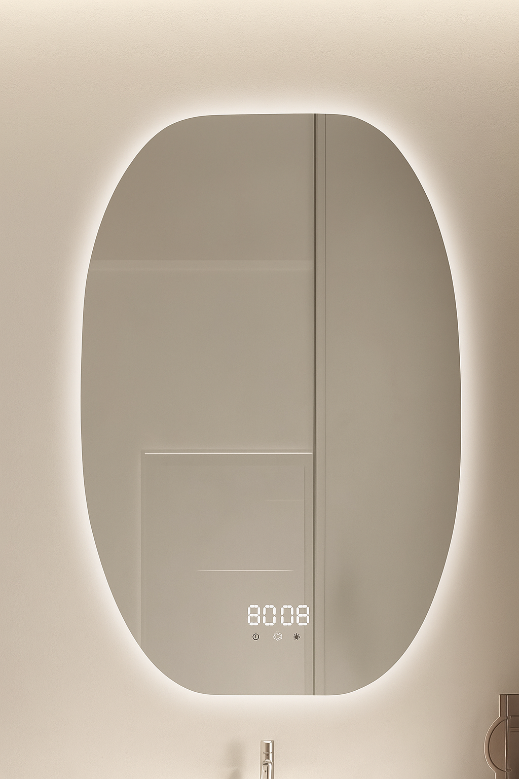 Oglinda LED Smart 60x80cm Senzor Miscare Dezaburire 3 Culori Luminoase Afisaj Ceas & Temperatura – Sticla Premium 5 mm
