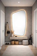 Oglinda LED Rama Neagra 70x110cm Touch 3 Culori Luminoase – Sticla Premium 5 mm
