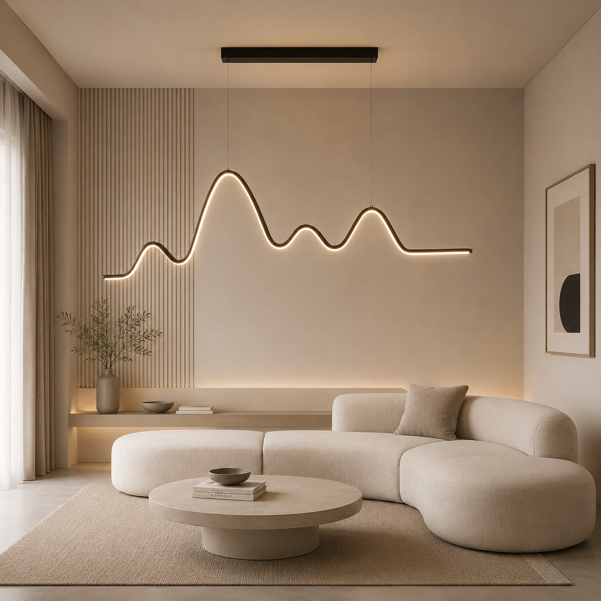 Pendul LED 120cm cu Telecomanda 3 Tipuri de Lumini Negru
