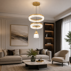 Pendul LED 32cm 43W Stace 3 Tipuri de Lumini Auriu